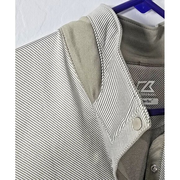 Cutter & Buck CB DryTec Men’s XL Snap Polo Gray Brown Stripe UV Quick-Dry - Picture 10 of 16